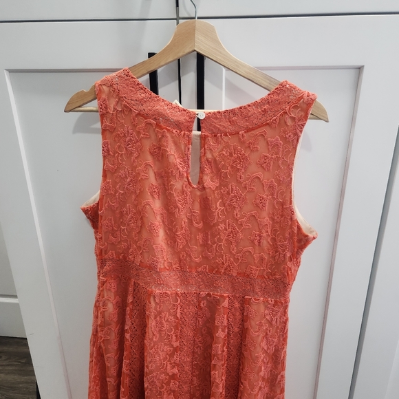 Sundance Emma Orange Coral Lace Sleeveless Dress size 10 - Picture 8 of 12